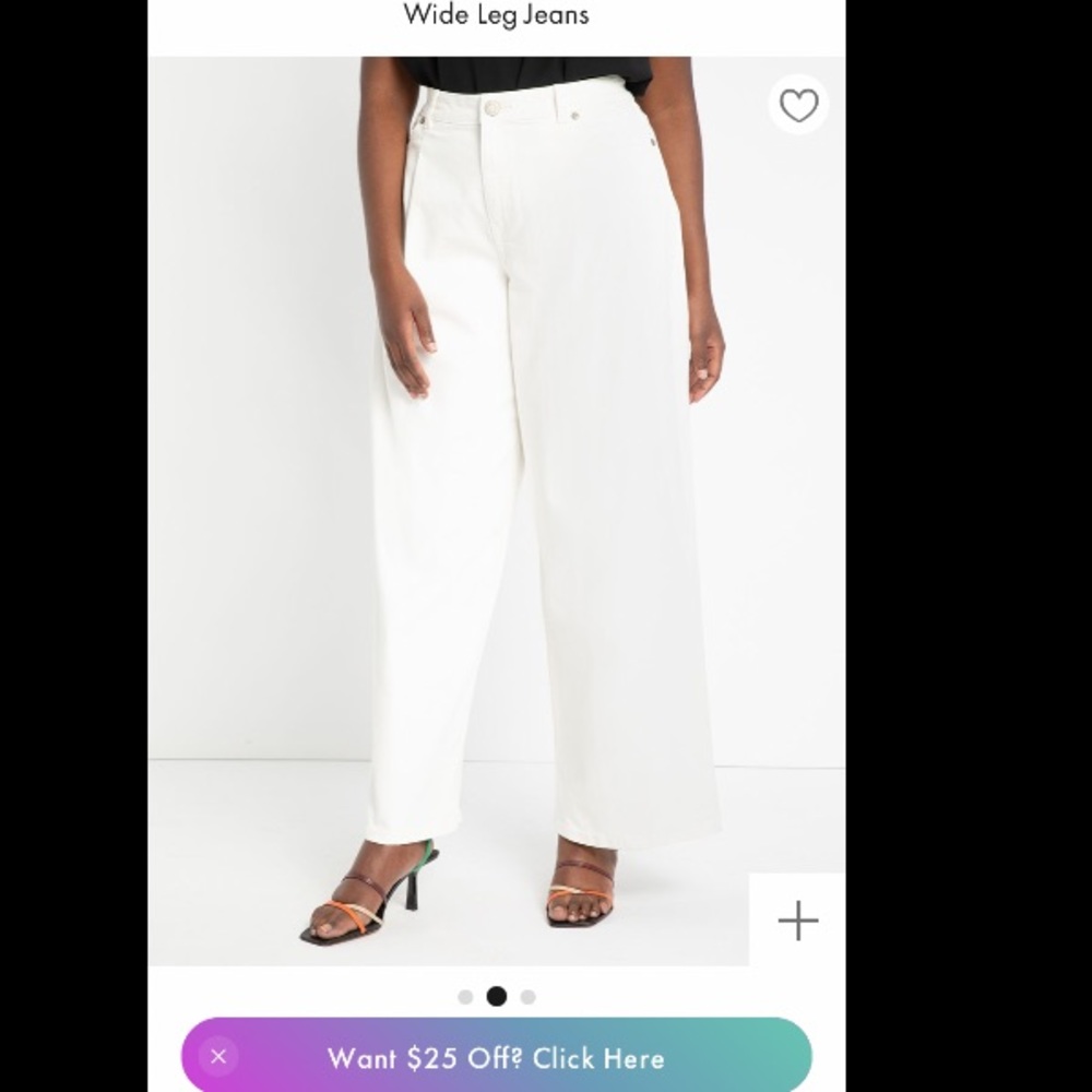 Eloquii white wide leg denim jeans